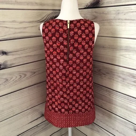 Michael Koran Red Paisley Printed Zipper Tank XS - Picture 4 of 7